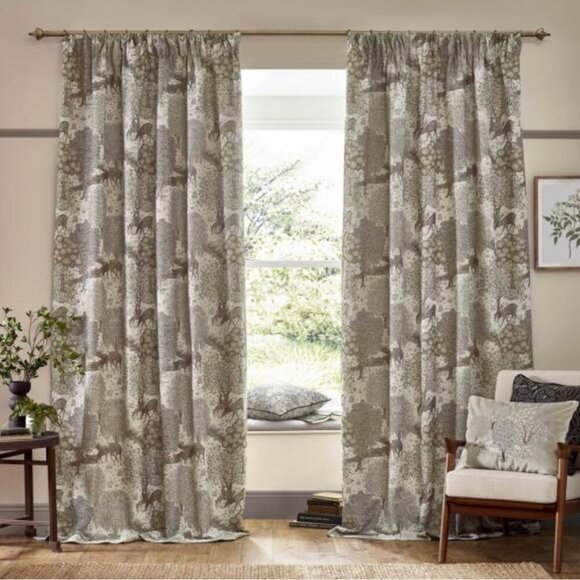 Morris & Co The Brook Woodland Gray Polyester Window Curtain Set of Two 37"x 84" - Picture 2 of 4